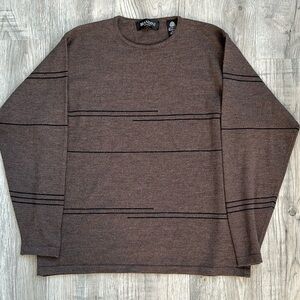 Brandini Vintage  Merino Wool Brown Sweater w/Black Stripes Sz L